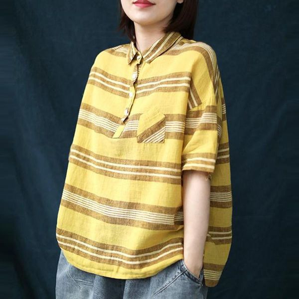 women's blouses & shirts plus size shirt women summer loose casual 2021 vintage turn-down collar striped cotton linen female p777, White
women's blouses & shirts plus size shirt women summer loose casual 2021 vintage turn-down collar striped cotton linen female p777, White