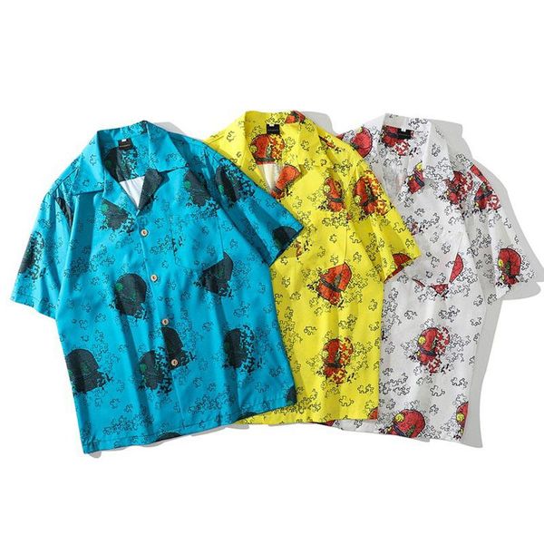 men's casual shirts men shirt short sleeve yellow white blue 2021 summer fashion loose male thin cartoons student korean style s53, White;black
men's casual shirts men shirt short sleeve yellow white blue 2021 summer fashion loose male thin cartoons student korean style s53, White;black