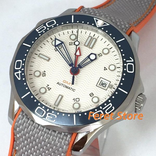 bliger brand men's watch with automatic gmt movement date window sapphire glass sterile white dial ceramic bezel reloj masculino, Slivery;brown
bliger brand men's watch with automatic gmt movement date window sapphire glass sterile white dial ceramic bezel reloj masculino, Slivery;brown