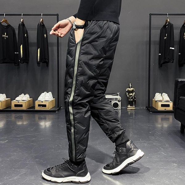 men's pants 2021 winter down wadded trousers youth thickened color matching lace-up elastic warm casual, Black
men's pants 2021 winter down wadded trousers youth thickened color matching lace-up elastic warm casual, Black