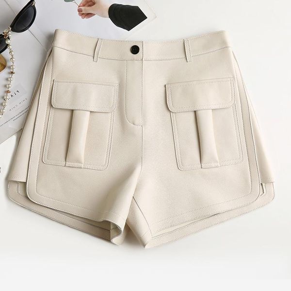 women's shorts women korean style genuine leather autumn high-rise wide-leg c747, White;black
women's shorts women korean style genuine leather autumn high-rise wide-leg c747, White;black