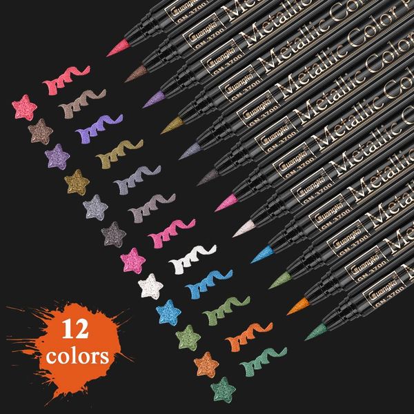 12 colors set Metallic Brush Marker Birthday Gift Card Making Metallic Color Pen for DIY Photo Album glass wine marker
12 colors set Metallic Brush Marker Birthday Gift Card Making Metallic Color Pen for DIY Photo Album glass wine marker