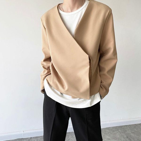 men's suits & blazers men simple design collarless fashion casual loose short blazer suit coat man japanese streetwear jacket male, White;black
men's suits & blazers men simple design collarless fashion casual loose short blazer suit coat man japanese streetwear jacket male, White;black
