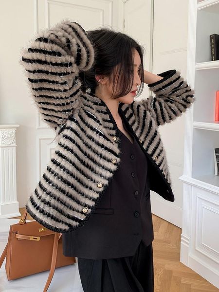 women's fur & faux hdhohr 2021 real mink coats women casual warm noble temperament celebrities natural kintted jackets for female, Black
women's fur & faux hdhohr 2021 real mink coats women casual warm noble temperament celebrities natural kintted jackets for female, Black