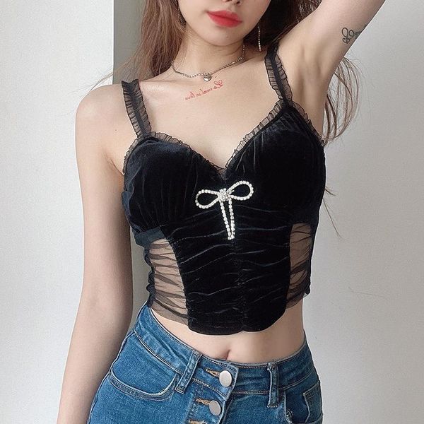 2021 new black net yarn splice v-neck camisole see through spaghetti straps fashion all-match bowknot club crop women, White
2021 new black net yarn splice v-neck camisole see through spaghetti straps fashion all-match bowknot club crop women, White