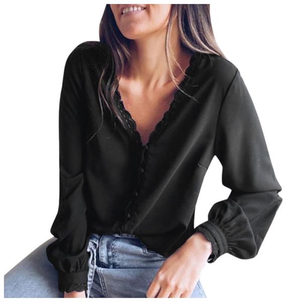 women's blouses & shirts solid color women blouse v neck long sleeve lace buckle hollow out black spring summer breathable fit basic s, White
women's blouses & shirts solid color women blouse v neck long sleeve lace buckle hollow out black spring summer breathable fit basic s, White