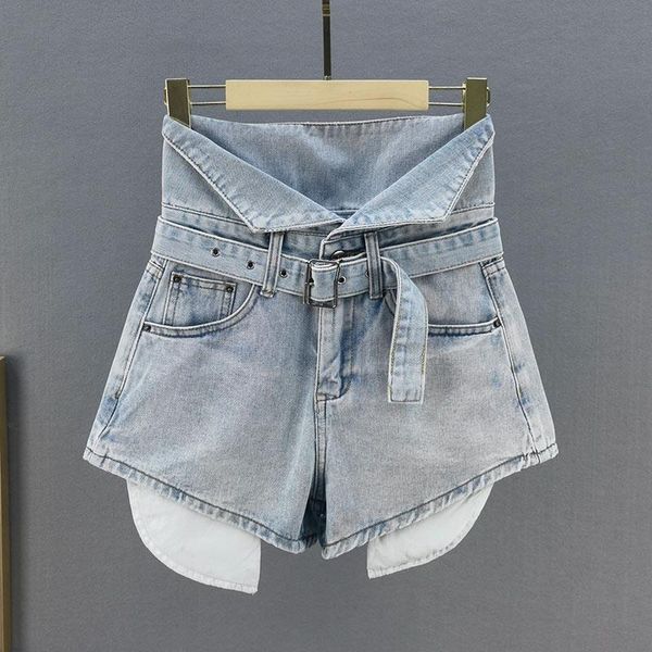 women's jeans high waist denim shorts for women 2021 summer irregular slim fit belt wide leg pants fashion lady, Blue
women's jeans high waist denim shorts for women 2021 summer irregular slim fit belt wide leg pants fashion lady, Blue