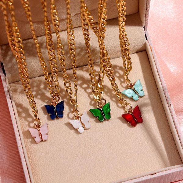chains fashion multicolor acrylic butterfly pendant necklaces 2pcs/sets for women simple gold silver color metal choker wedding jewelry
chains fashion multicolor acrylic butterfly pendant necklaces 2pcs/sets for women simple gold silver color metal choker wedding jewelry