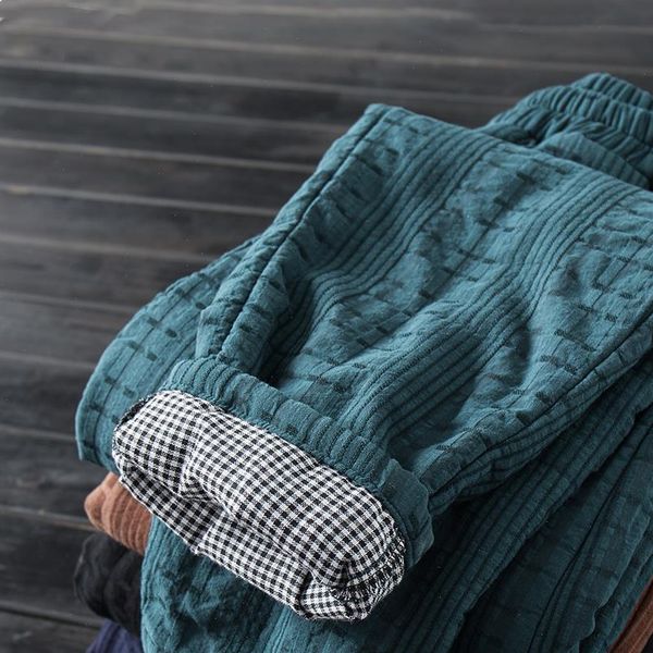 women comfortable linen trousers autumn winter warm cotton padded pants thick patchwork plaid lining pantalon femme, Black;white
women comfortable linen trousers autumn winter warm cotton padded pants thick patchwork plaid lining pantalon femme, Black;white