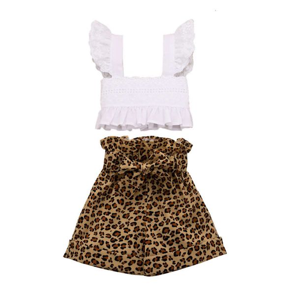 waist summer leopard suspender pants two piece baby set girls' suit, White
waist summer leopard suspender pants two piece baby set girls' suit, White