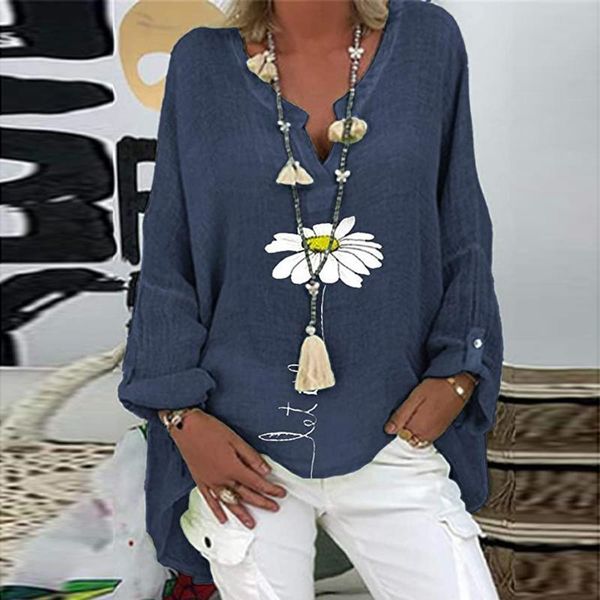 women's blouses & shirts 5xl casual women v neck linen cotton blouse shirt elegant daisy print female spring autumn long sleeve loose, White
women's blouses & shirts 5xl casual women v neck linen cotton blouse shirt elegant daisy print female spring autumn long sleeve loose, White
