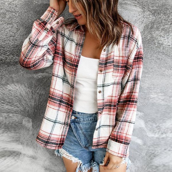 women's jackets 2021 fashion women plaid shirt chic checked blouse long sleeve female casual print shirts loose cotton blusas spring s, Black;brown
women's jackets 2021 fashion women plaid shirt chic checked blouse long sleeve female casual print shirts loose cotton blusas spring s, Black;brown