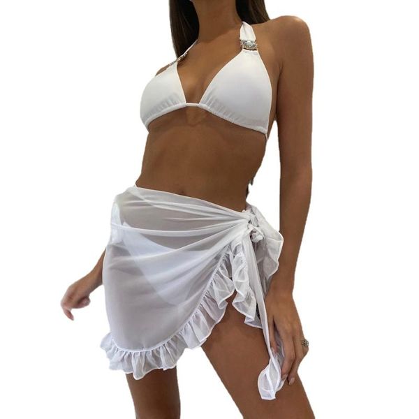 women's swimwear 2021 skirt cover up beach chiffon women solid beachwear ruffle string dress bathing suit bikini wrap swimsuit biquini, White;black
women's swimwear 2021 skirt cover up beach chiffon women solid beachwear ruffle string dress bathing suit bikini wrap swimsuit biquini, White;black