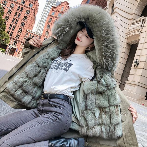 women's fur & faux parka liner short big collar detachable haining coat real, Black
women's fur & faux parka liner short big collar detachable haining coat real, Black