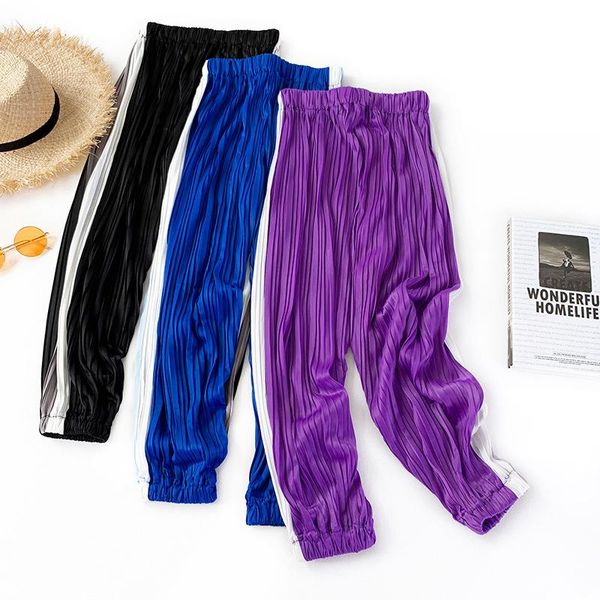women's pants & capris 2021 summer women pleated stripes harem spring casual loose ankle-length trousers female mid waist panelled bloo, Black;white
women's pants & capris 2021 summer women pleated stripes harem spring casual loose ankle-length trousers female mid waist panelled bloo, Black;white