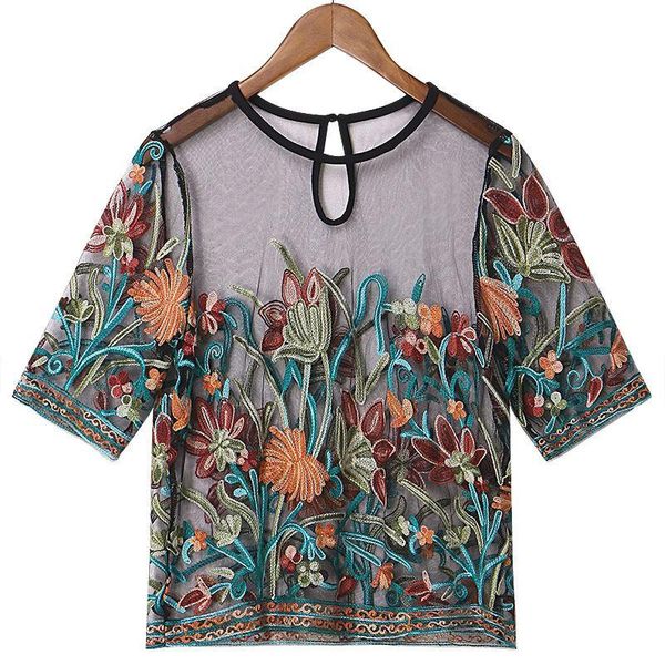 women's blouses & shirts summer women blouse fashion casual short sleeve mesh embroidery shirt ladies loose see-through camisas mujer, White
women's blouses & shirts summer women blouse fashion casual short sleeve mesh embroidery shirt ladies loose see-through camisas mujer, White