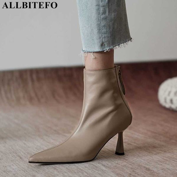 allbitefo pointed toe genuine leather high heels women ankle boots fashion high heel shoes ankle boots motocycle boots 210611, Black
allbitefo pointed toe genuine leather high heels women ankle boots fashion high heel shoes ankle boots motocycle boots 210611, Black