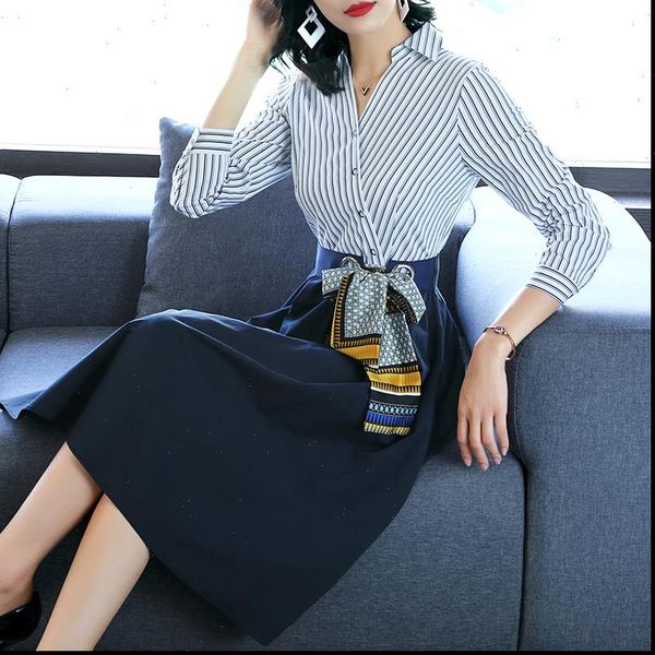 spring new 2021 women fashion v neck shirt dress women casual stripe patchwork a line dresses with sashes vestidos, Black;gray
spring new 2021 women fashion v neck shirt dress women casual stripe patchwork a line dresses with sashes vestidos, Black;gray