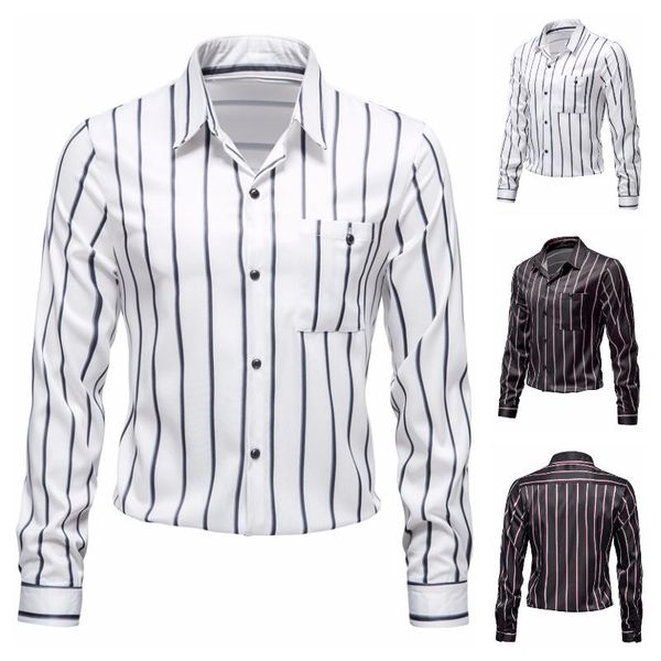 men's casual shirts eu size trend long-sleeved shirt business office dress party, White;black
men's casual shirts eu size trend long-sleeved shirt business office dress party, White;black
