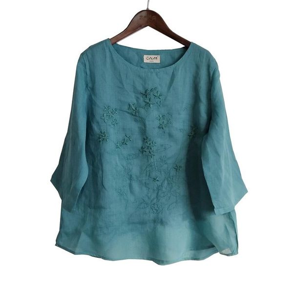 women's blouses & shirts women loose ramie blouse shirt ladies vintage embroidered female 2021 summer autumn, White
women's blouses & shirts women loose ramie blouse shirt ladies vintage embroidered female 2021 summer autumn, White