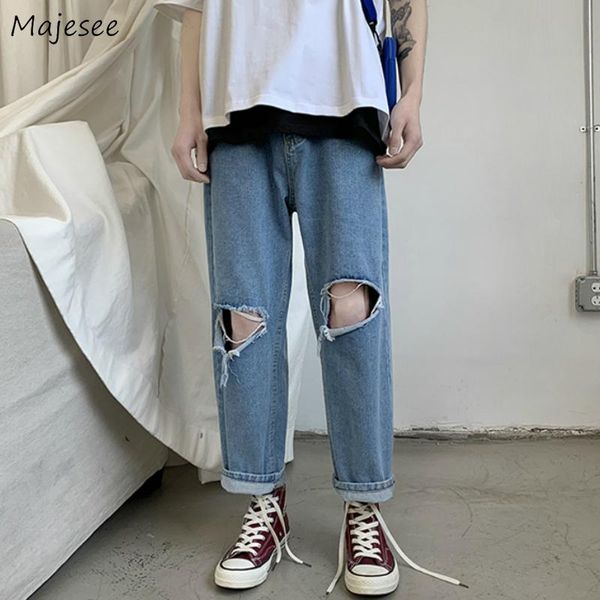 men jeans holes solid ankle-length plus size 3xl denim loose korean style vintage leisure teens hip-hop fashion trousers ulzzang, Blue
men jeans holes solid ankle-length plus size 3xl denim loose korean style vintage leisure teens hip-hop fashion trousers ulzzang, Blue