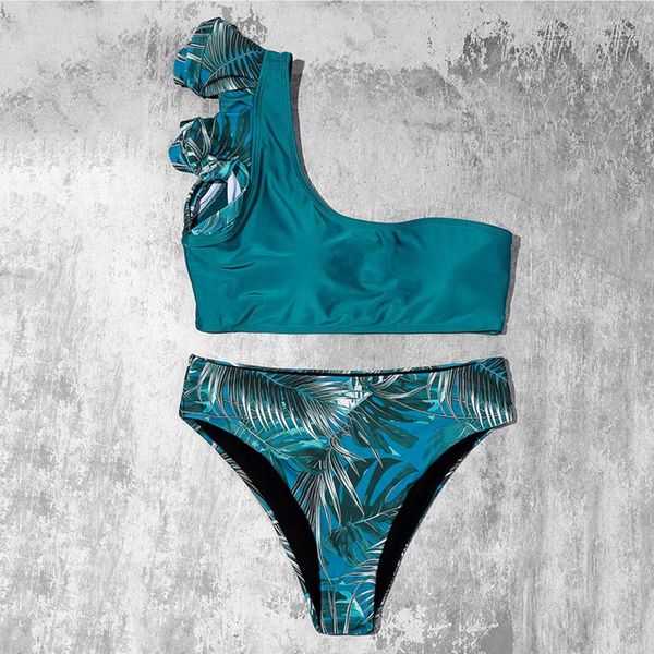 women's swimwear 2pcs women swimsuits bikini set push-up padded high waist floral print lace one shoulder thong beachwear 2021, White;black
women's swimwear 2pcs women swimsuits bikini set push-up padded high waist floral print lace one shoulder thong beachwear 2021, White;black