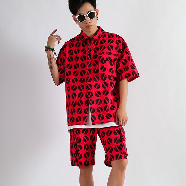 geometry pattern short sleeve shirt shorts 2-pieces set tide male rock singer hip hop street dance outfits summer loose set red, Black;red
geometry pattern short sleeve shirt shorts 2-pieces set tide male rock singer hip hop street dance outfits summer loose set red, Black;red