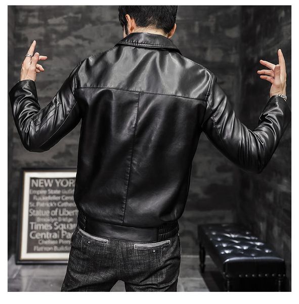 Mode New Autumn Turn Down Collar Thin Front Pockets Adjustment Leather Plutonium From Motorcycle Men's Clothing Long Sl YG65, Black
Mode New Autumn Turn Down Collar Thin Front Pockets Adjustment Leather Plutonium From Motorcycle Men's Clothing Long Sl YG65, Black