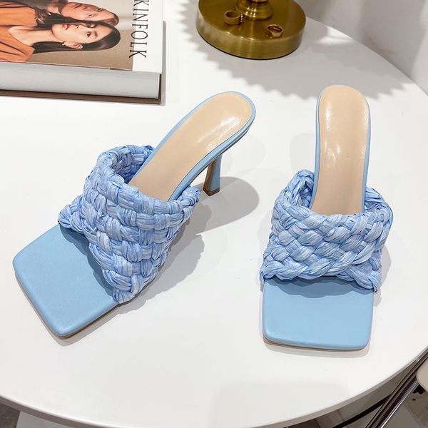 2021 new handmade weave slippers women square toe thin high heels sandals summer party shoes runway t-show slides candy colors qrxc, Black
2021 new handmade weave slippers women square toe thin high heels sandals summer party shoes runway t-show slides candy colors qrxc, Black