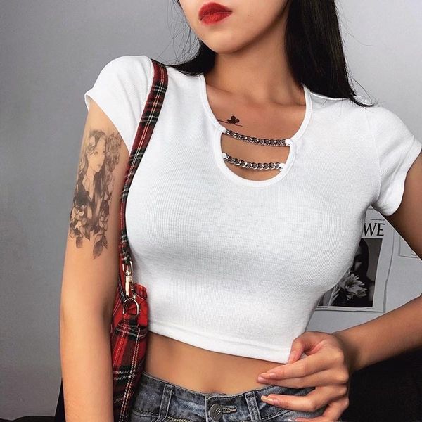 women's t-shirt slim bottoming beachwear v-neck short sleeve top, White