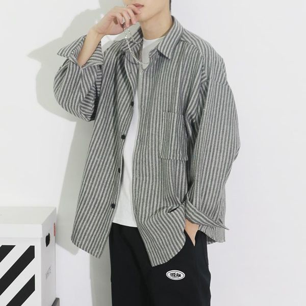 men's casual shirts loose fashion autumn korean style harajuku flannel long sleeve striped chemise homme clothing db60sh, White;black
men's casual shirts loose fashion autumn korean style harajuku flannel long sleeve striped chemise homme clothing db60sh, White;black