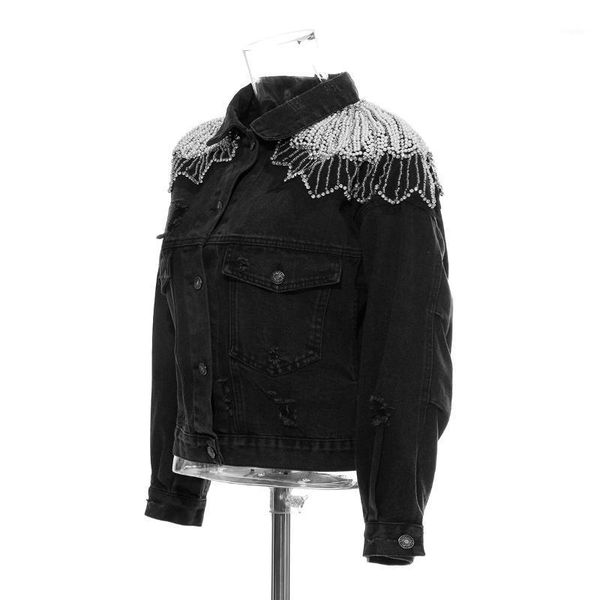 heavy industry beaded shoulder carbon black perforated denim jacket for women 0205 women's jackets, Black;brown
heavy industry beaded shoulder carbon black perforated denim jacket for women 0205 women's jackets, Black;brown