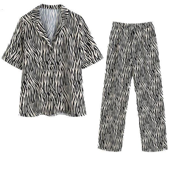 women's suit will see animal fashion lapel shirt + high waist pants two pieces together r0u0, White
women's suit will see animal fashion lapel shirt + high waist pants two pieces together r0u0, White