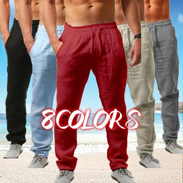 men's pants summer trousers linen drawstring jogging casual pure color black beach 8 colors
men's pants summer trousers linen drawstring jogging casual pure color black beach 8 colors