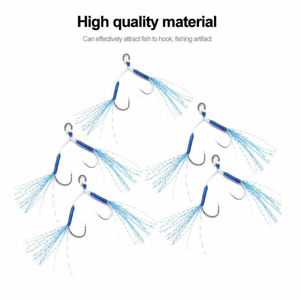 fishing hooks 5pcs assist double shiny silk jigging slow fast jigs tackle 
fishing hooks 5pcs assist double shiny silk jigging slow fast jigs tackle