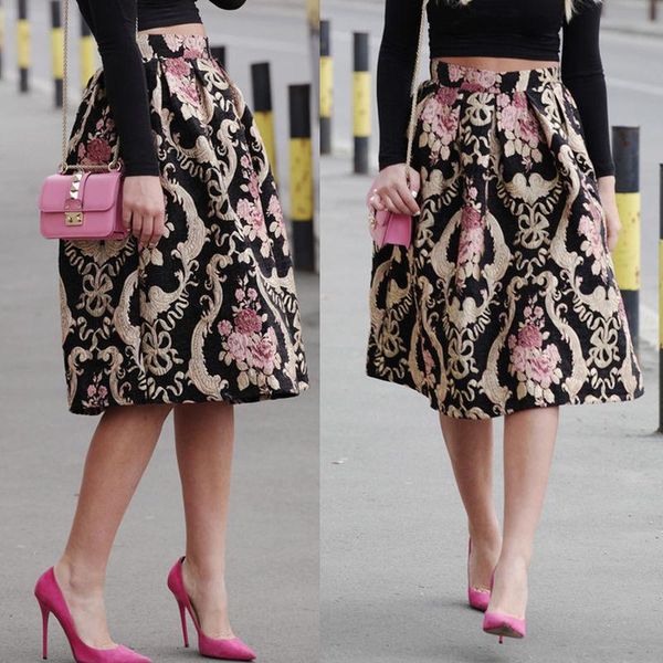skirts fashion retro women floral print high waist skater long skirt elegant womens flower ball gown, Black
skirts fashion retro women floral print high waist skater long skirt elegant womens flower ball gown, Black