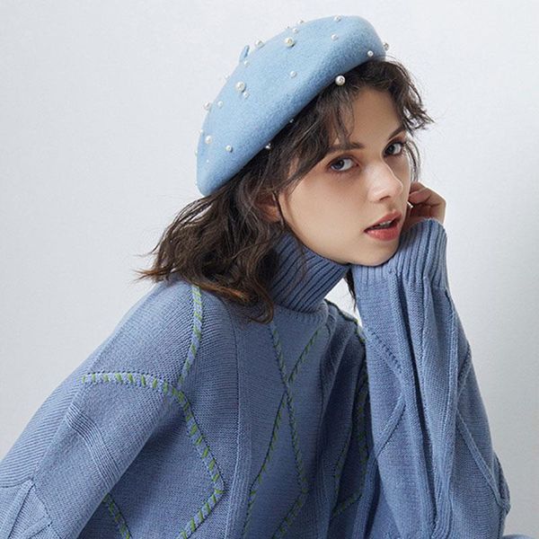 berets wool women winter luxury pearl rivet vintage cashmere female warm beret hats girls flat cap painter, Blue;gray
berets wool women winter luxury pearl rivet vintage cashmere female warm beret hats girls flat cap painter, Blue;gray