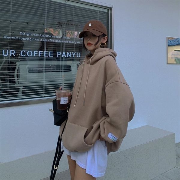 women fleece colorful hoodies autumn women's hip hop solid hooded sweatshirts korean fashions brown winter hoodie 201201, Black
women fleece colorful hoodies autumn women's hip hop solid hooded sweatshirts korean fashions brown winter hoodie 201201, Black