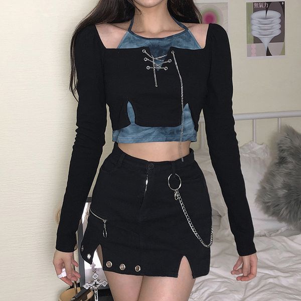 gothic tie dye print patchwork crop for women 2021 long sleeve skinny slim t-shirt punk style 90s outfits tee, White
gothic tie dye print patchwork crop for women 2021 long sleeve skinny slim t-shirt punk style 90s outfits tee, White