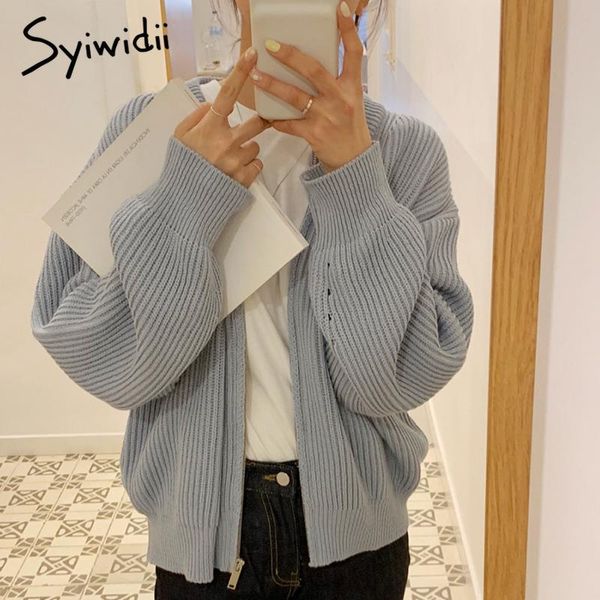 women's knits & tees syiwidii woman sweaters autumn winter 2021 cardigan zipper long sleeve o-neck casual knitted loose korean clothing, White
women's knits & tees syiwidii woman sweaters autumn winter 2021 cardigan zipper long sleeve o-neck casual knitted loose korean clothing, White