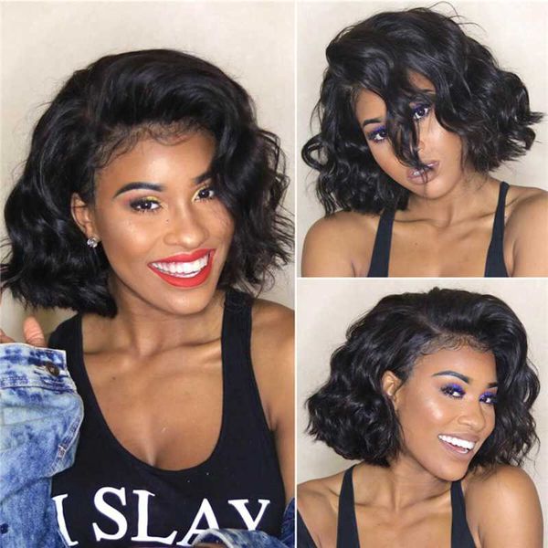 lace wigs short bob closure wig body wave front human hair for black women 250% side part loose natural pre plucked hairline, Black;brown
lace wigs short bob closure wig body wave front human hair for black women 250% side part loose natural pre plucked hairline, Black;brown