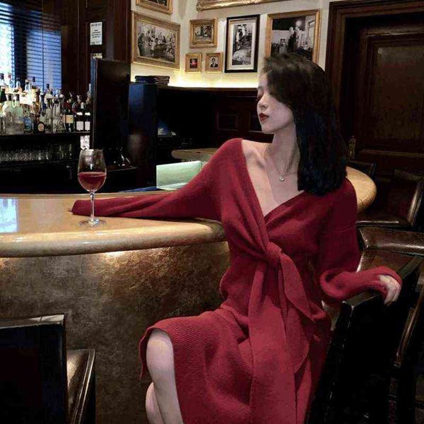 casual dresses year's party women's dresses bottomed ftive red knitted long sleeve v-neck thin wrapped arm warm sweater, Black;gray
casual dresses year's party women's dresses bottomed ftive red knitted long sleeve v-neck thin wrapped arm warm sweater, Black;gray