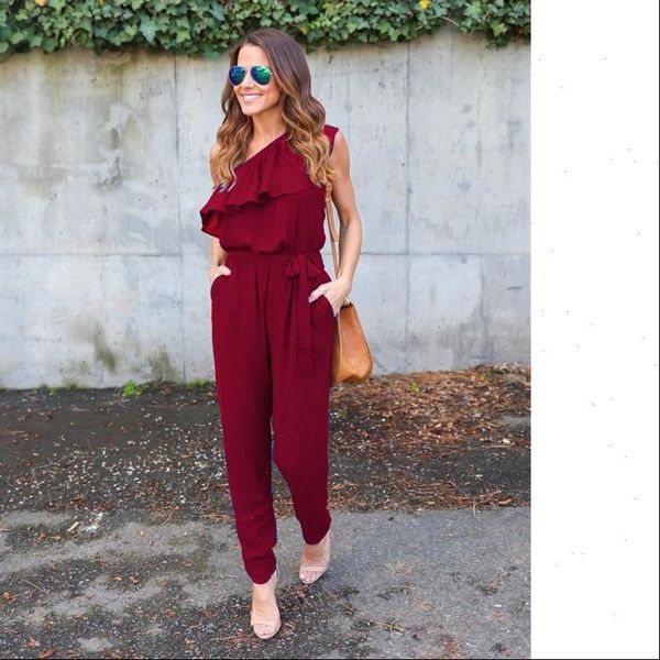 ruffles elegant jumpsuit solid sleeveless summer bandage high waist bow tie pocket loose rompers monos cortos de mujer wy, Black;white
ruffles elegant jumpsuit solid sleeveless summer bandage high waist bow tie pocket loose rompers monos cortos de mujer wy, Black;white