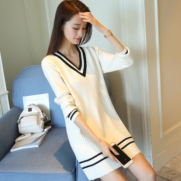 casual dresses women's long-sleeved sweater dress v-neck slim autumn winter loose your knitted h0057, Black;gray
casual dresses women's long-sleeved sweater dress v-neck slim autumn winter loose your knitted h0057, Black;gray