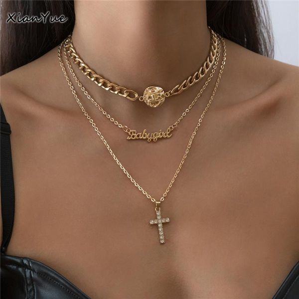 pendant necklaces simple multi layer inlaid rhinestones cross letter fashion necklace sets for women vintage, Silver
pendant necklaces simple multi layer inlaid rhinestones cross letter fashion necklace sets for women vintage, Silver