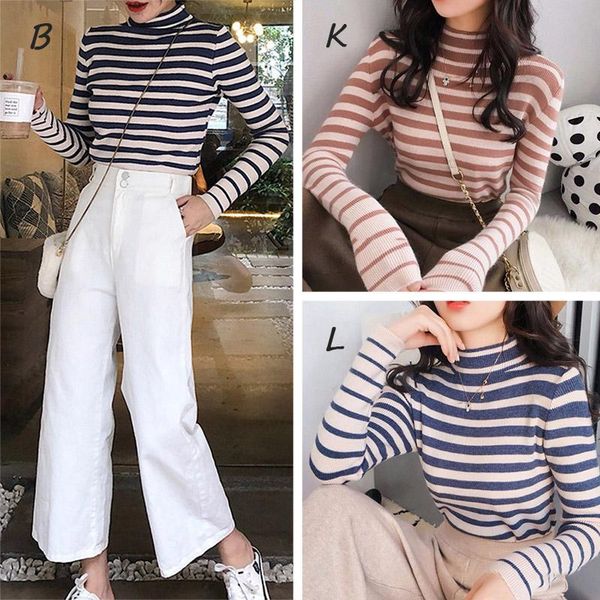 women's sweaters casual fashiion loose stripe pattern turtleneck long-sleeved sweater autumn knitted pullover, White;black
women's sweaters casual fashiion loose stripe pattern turtleneck long-sleeved sweater autumn knitted pullover, White;black