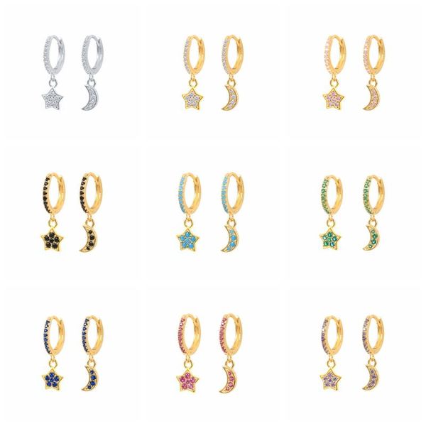 hoop & huggie canner 925 sterling silver earring with colorful zircon star moon pendant women 2021 trend fashion delicate wedding fine jewel, Golden;silver
hoop & huggie canner 925 sterling silver earring with colorful zircon star moon pendant women 2021 trend fashion delicate wedding fine jewel, Golden;silver