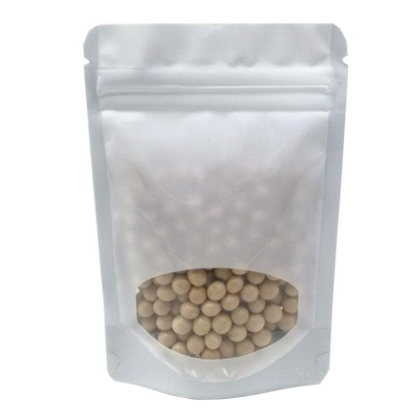 storage bags 100pcs glossy white stand up aluminum foil bag clear window self seal resealable zipper doypack tear notch food pouche
storage bags 100pcs glossy white stand up aluminum foil bag clear window self seal resealable zipper doypack tear notch food pouche