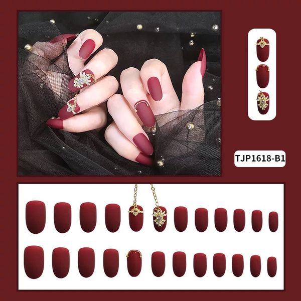 24 pcs tips fashion false nails with glue shining crystal zirconia wedding engagement fake nail for women girls, Red;gold
24 pcs tips fashion false nails with glue shining crystal zirconia wedding engagement fake nail for women girls, Red;gold