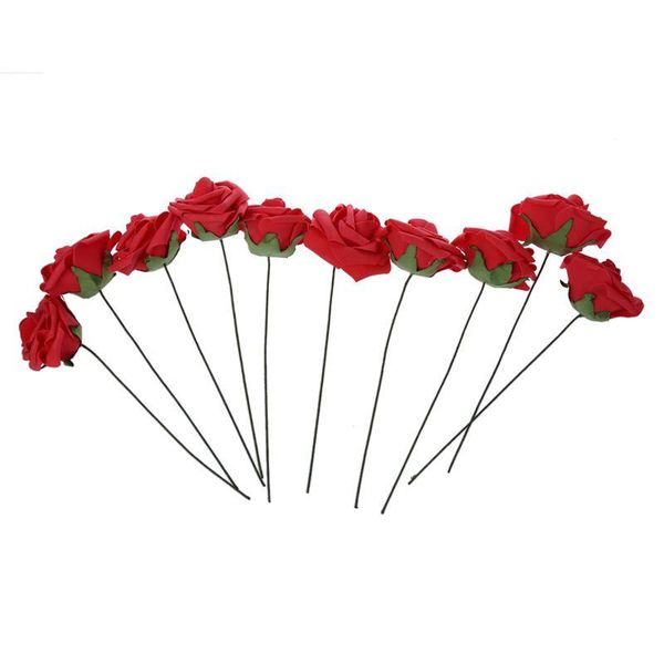 decorative flowers & wreaths pe artificial foam rose bouquet bridal bouquets for wedding decor,pack of 10 pcs red